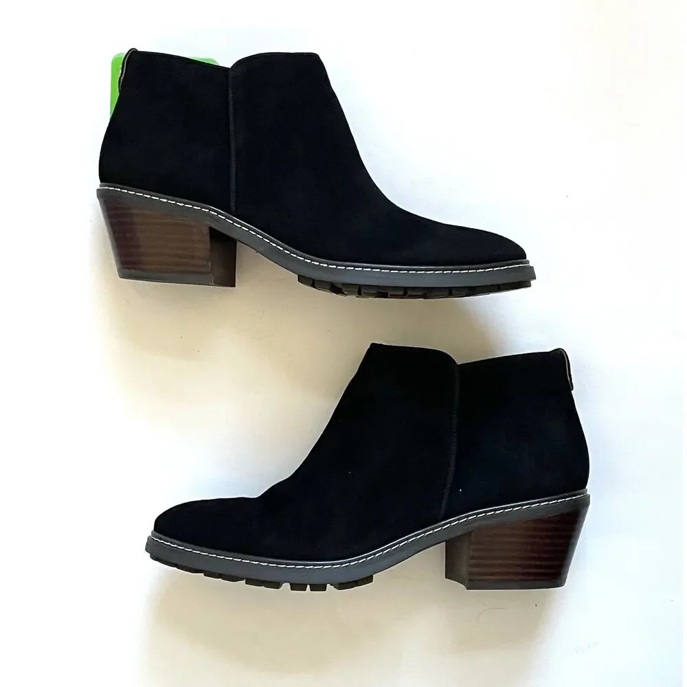 Sam Edelman Pryce Rain Repellent Suede Bootie Boot Black Size 8.5 NEW